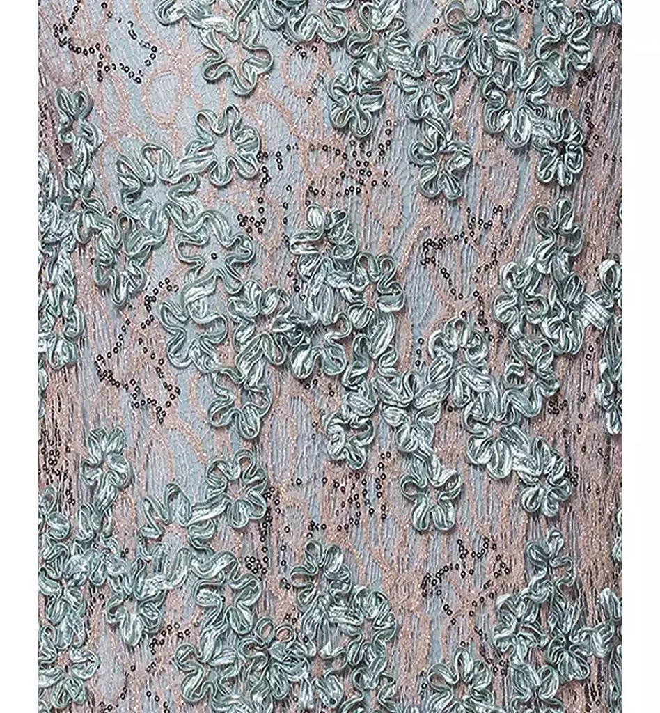 XSCAPE Women's One-Shoulder Soutache Lace Gown 5