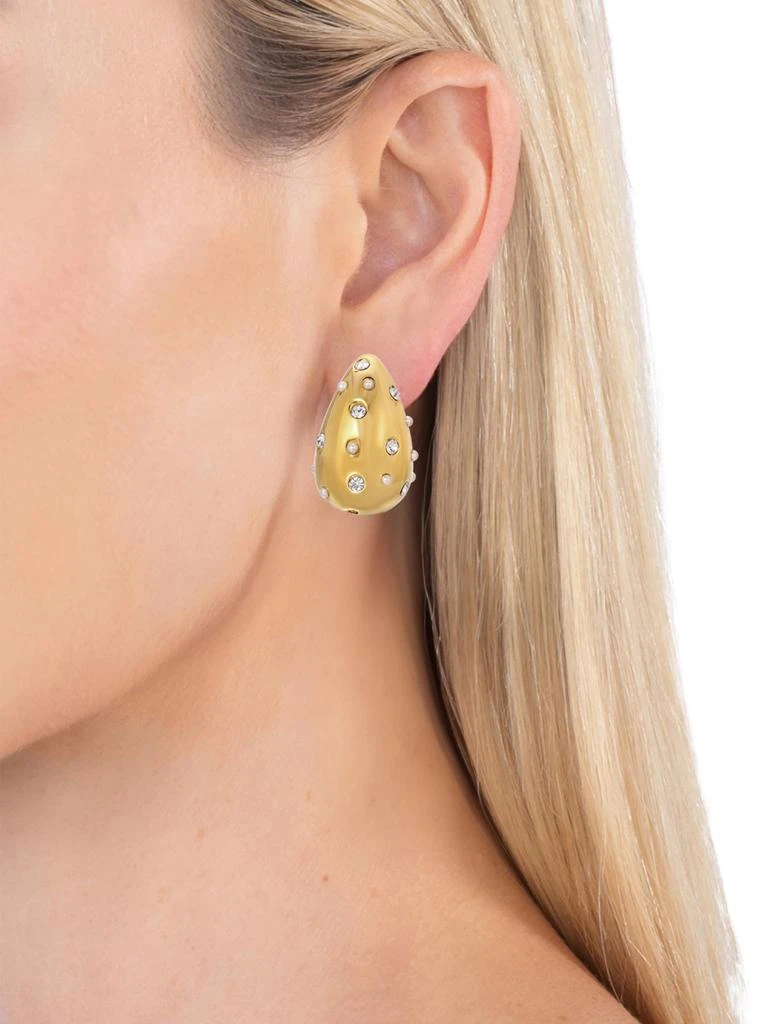 Eye Candy LA Luxe Lolo 14K Goldplated, Cubic Zirconia 
Simulated Pearl Bean Earrings 2