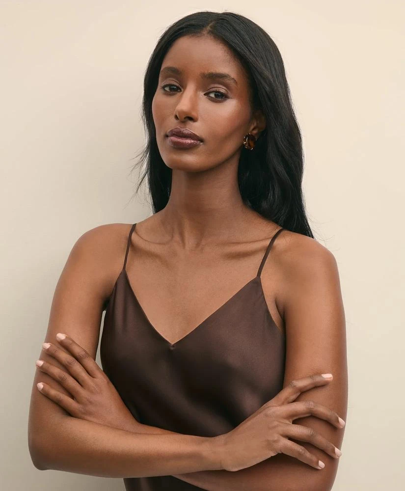 Brooks Brothers V-Neck Cami in Washable Silk Charmeuse 2