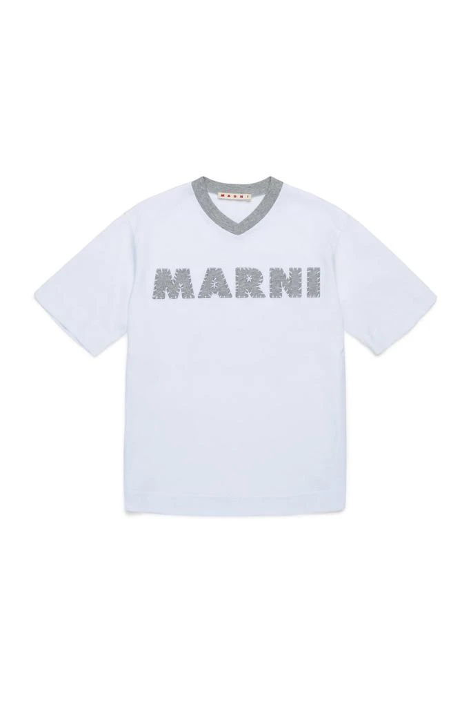 Marni Kids Marni Kids Logo Patch V-Neck T-Shirt 1