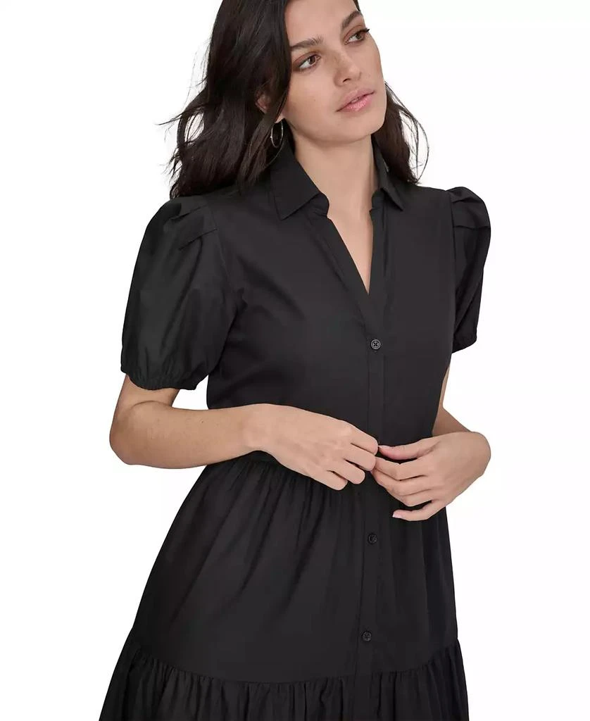 DKNY DKNY Women's Puffed-Sleeve Tiered Shirtdress 5