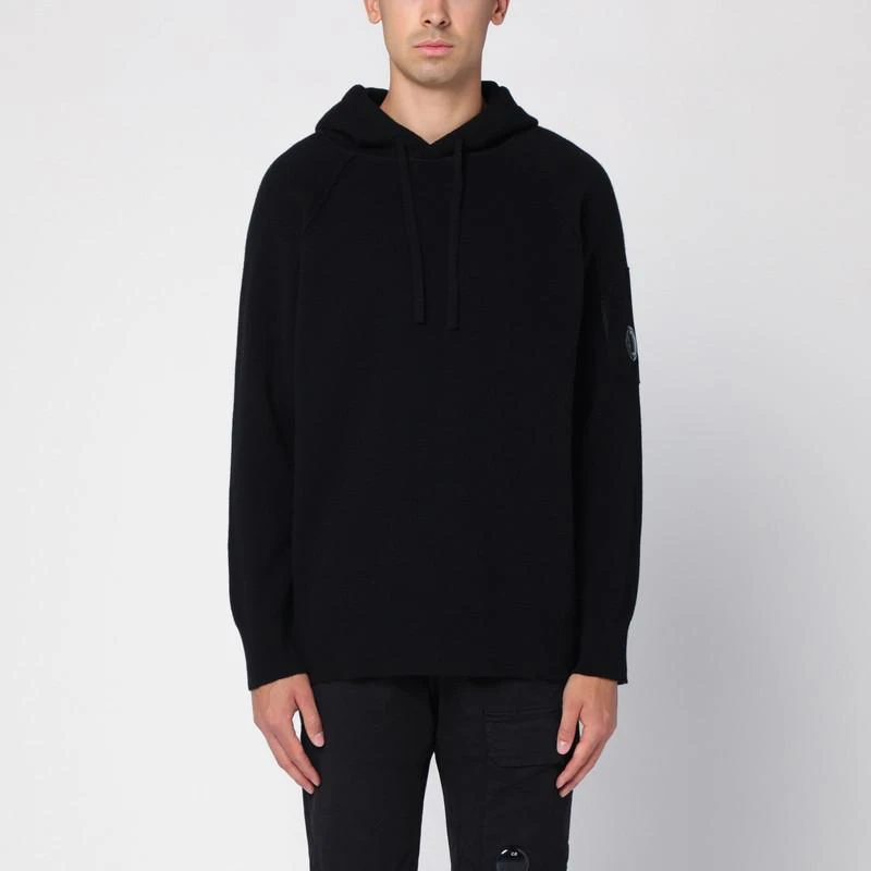 C.P. Company Black wool-blend hoodie 1