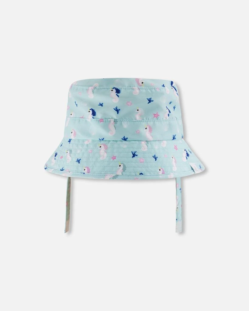Deux par Deux Beach Hat Blue Seahorse Print