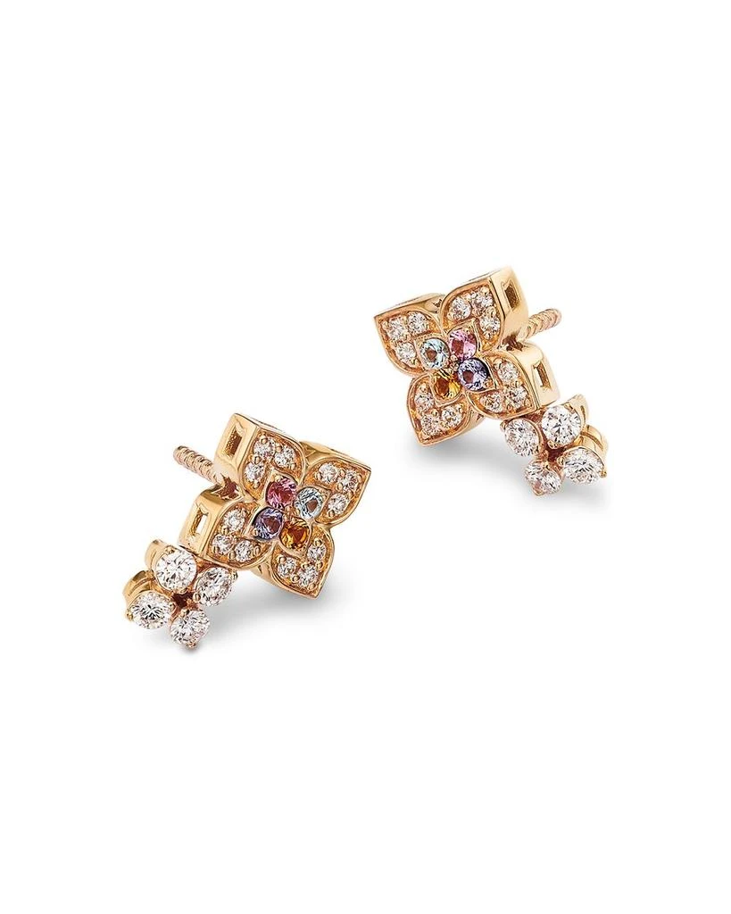 Roberto Coin 18K Rose Gold Venetian Princess Carnival Multi Gemstone 
Diamond Double Flower Stud Earrings 3