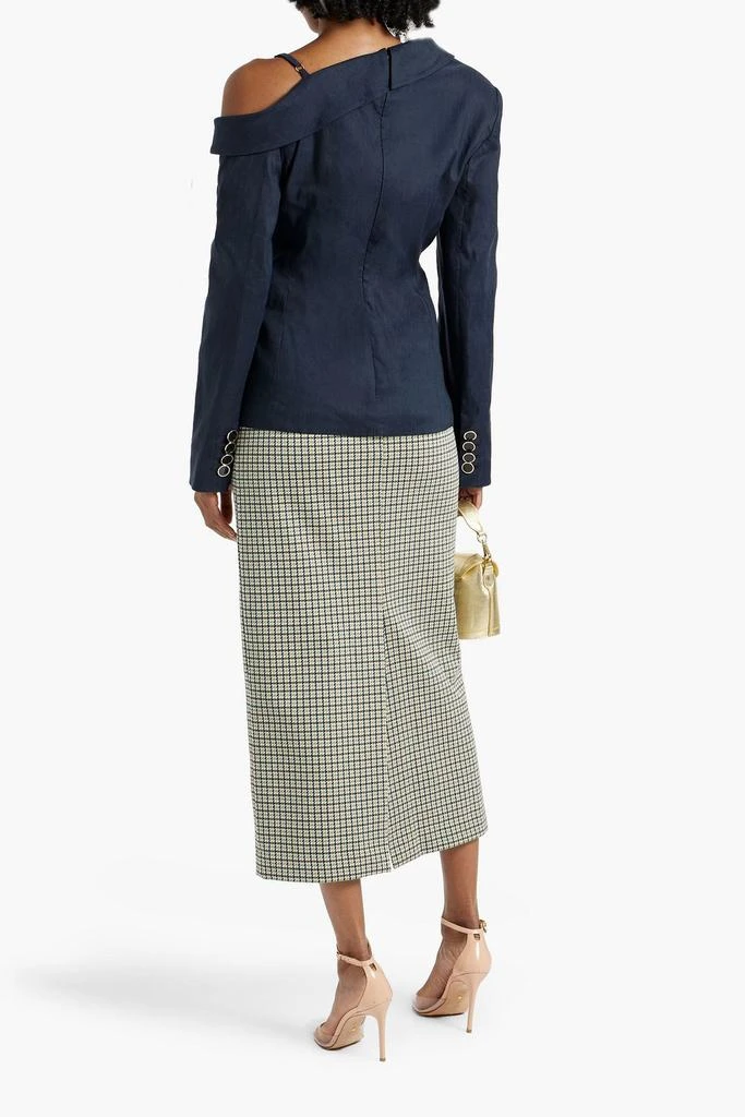 VERONICA BEARD Mazur cold-shoulder linen-blend blazer 3