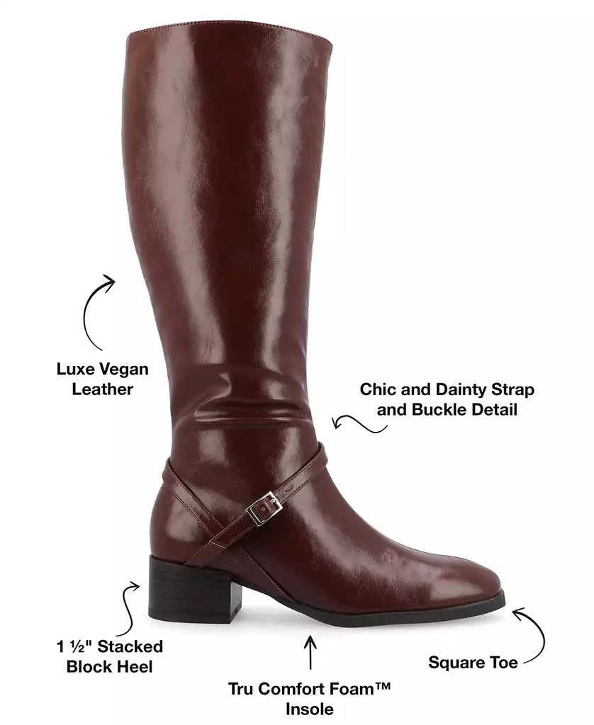 Journee Collection Women's Rhianah Wide Width Block Heel Knee High Riding Boots 6