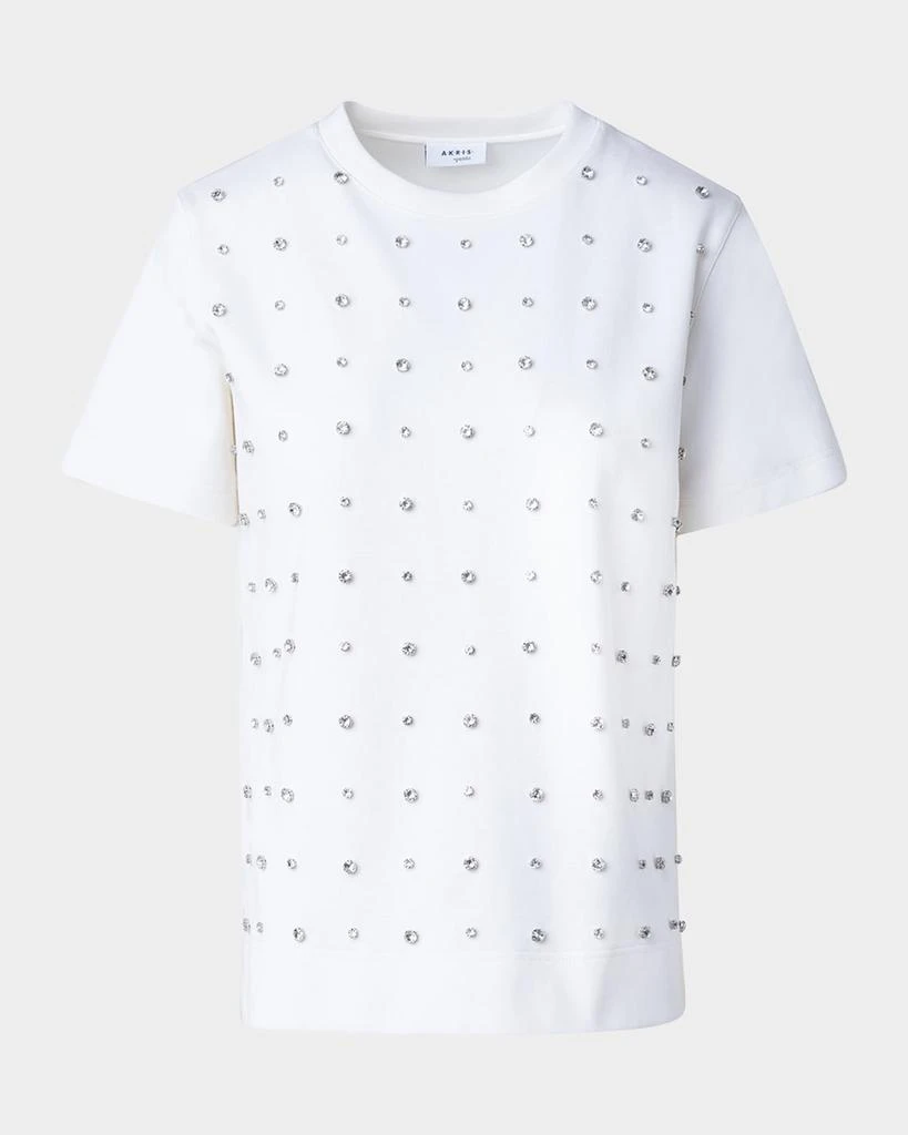 Akris Cotton Jersey T-Shirt with Crystal Studs Embellishments 1
