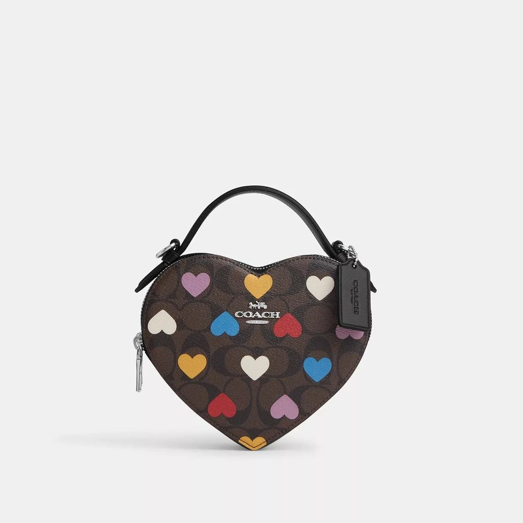 Coach Outlet Coach Outlet Heart Crossbody In Signature Canvas With Heart Print 1