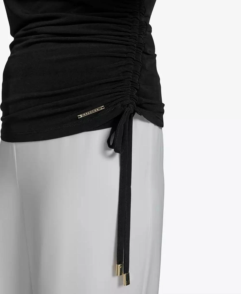 HALSTON Women's Ruched Faux-Wrap Top 4