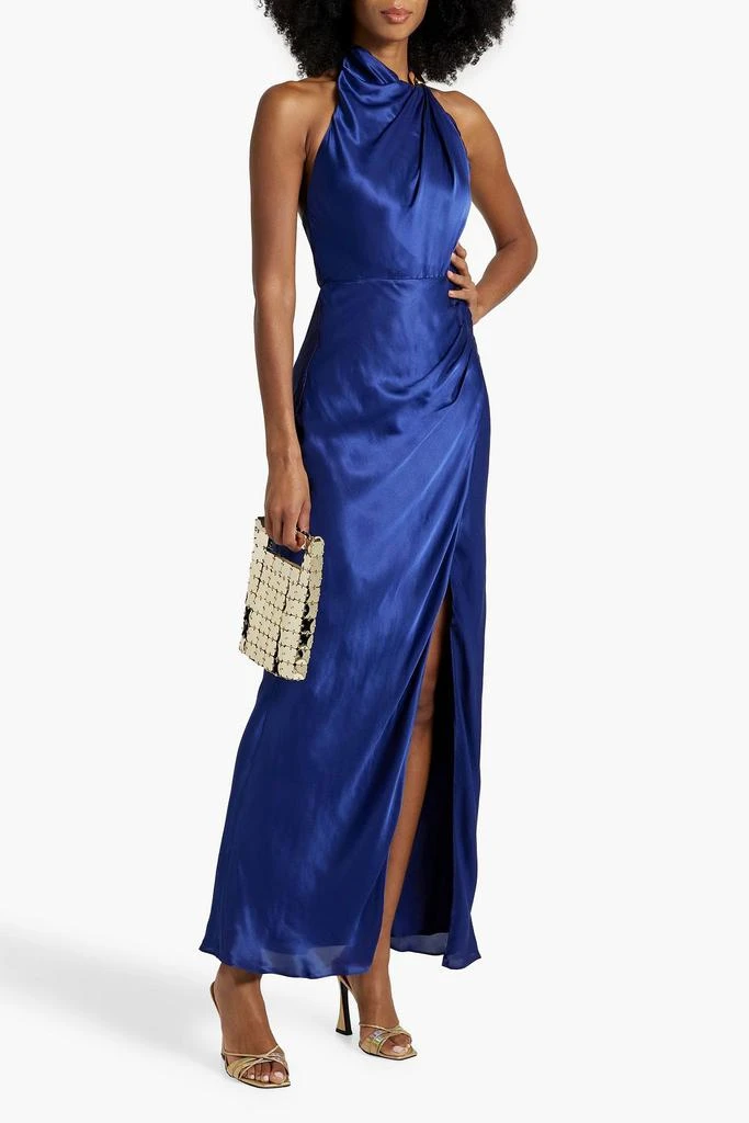 NICHOLAS Draped satin halterneck maxi dress 2