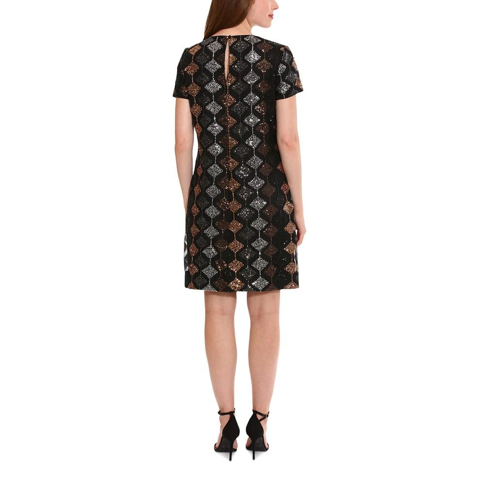 London Times Plus Size Short-Sleeve A-Line Sequin Dress 2