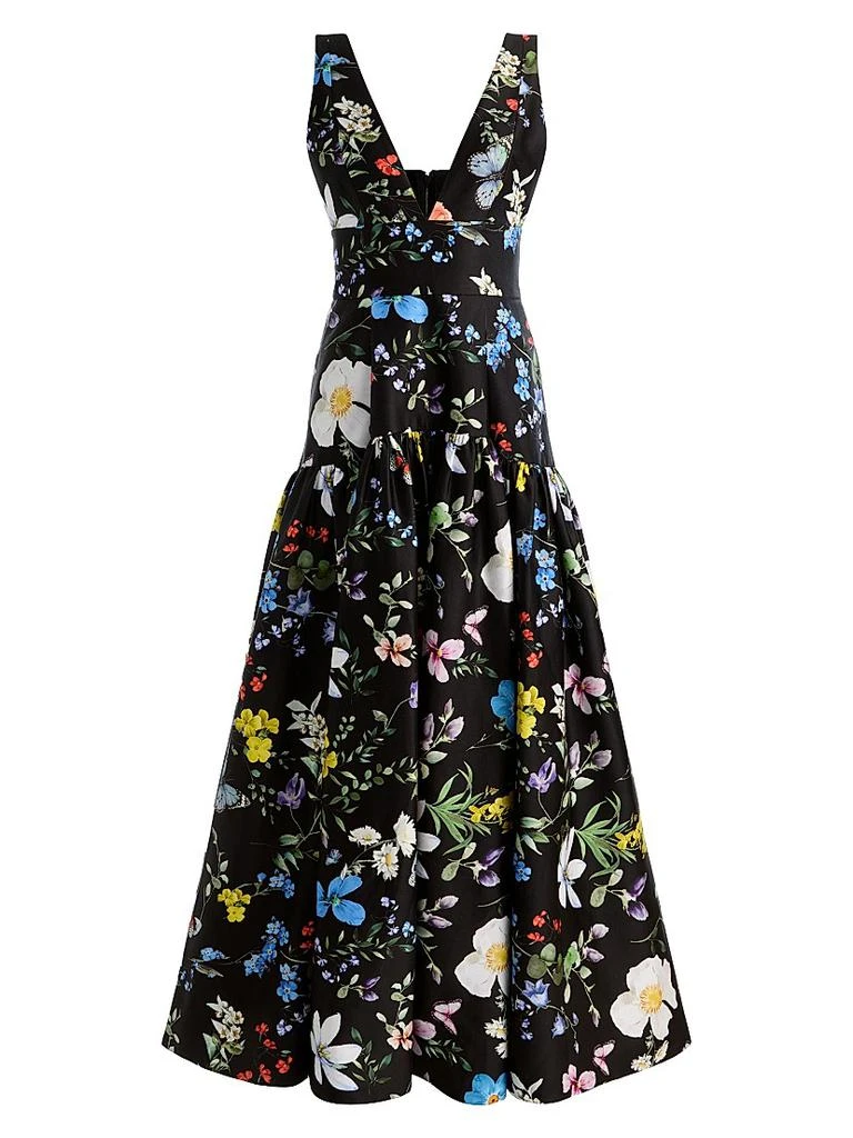 Alice + Olivia Lila Floral Structured Fit 
Flare Gown