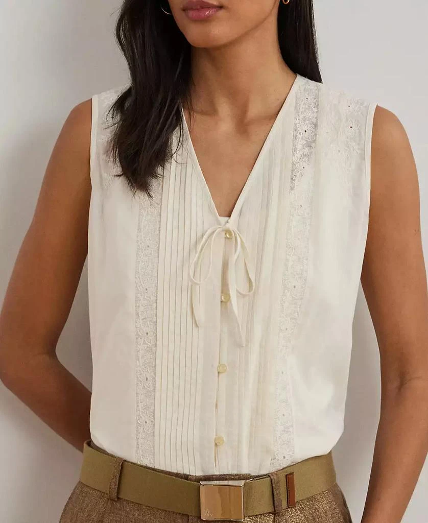 Ralph Lauren Women's Embroidered Voile Sleeveless Blouse 3