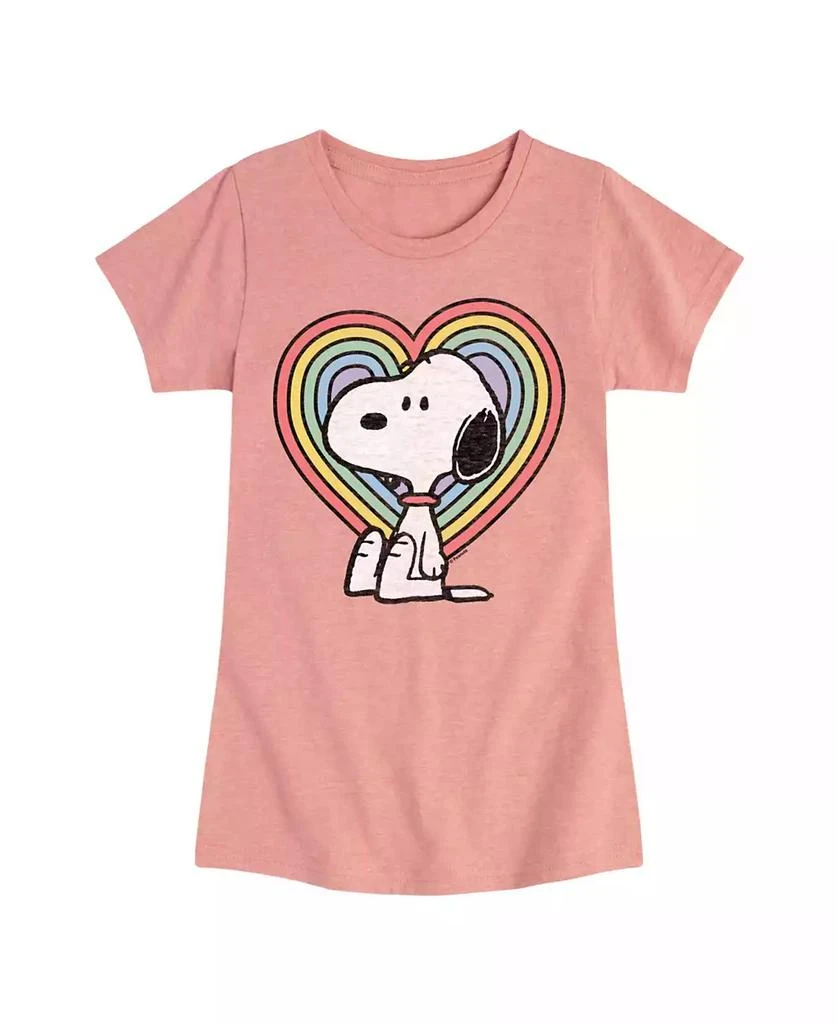 Peanuts Big Girls Snoopy Rainbow Heart Graphic Short Sleeve T-Shirt 1