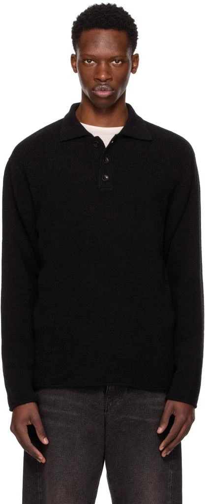 The Elder Statesman Black Heavy Rugby Polo 1