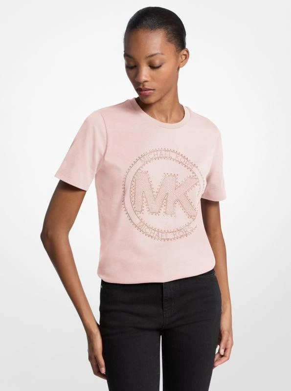 Michael Kors Studded Logo Charm Organic Cotton Jersey T-Shirt 1