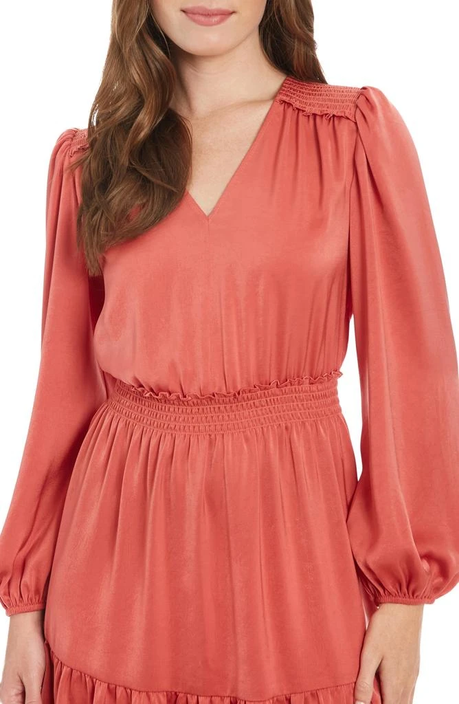 London Times Charm Long Sleeve Smocked Waist Minidress 3