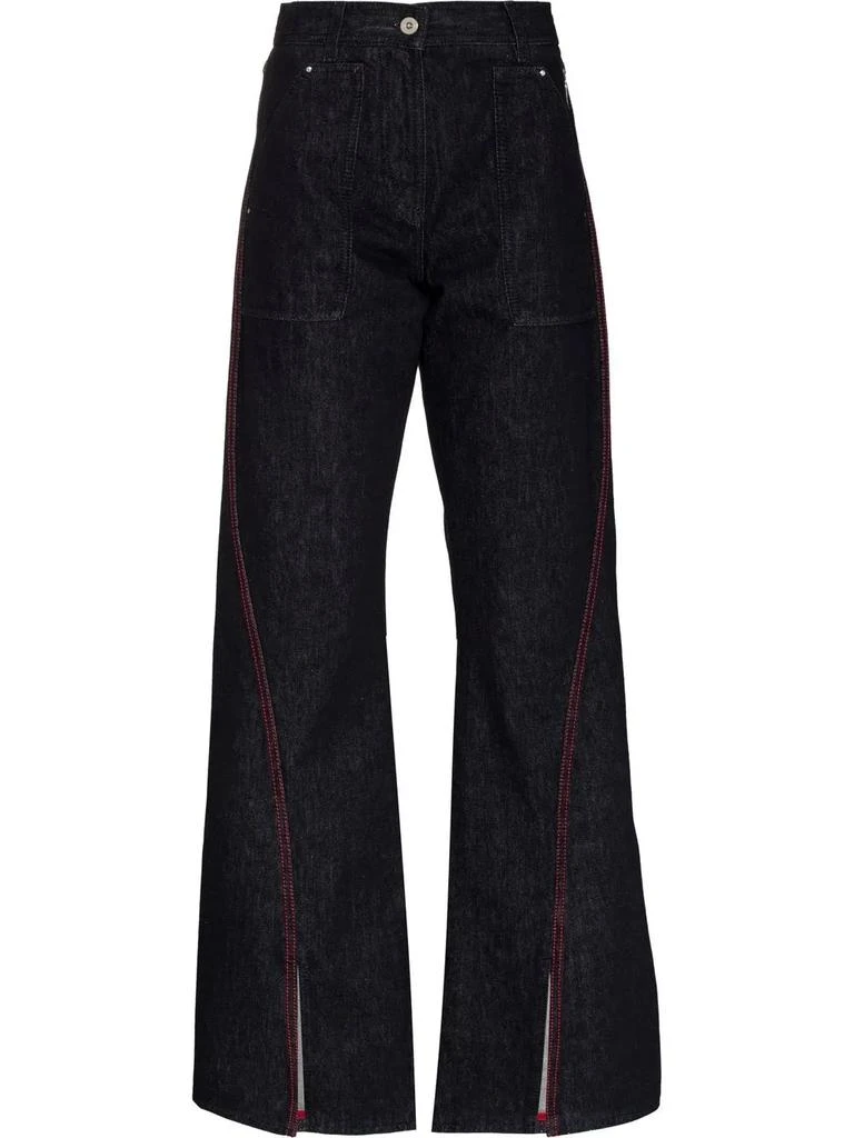 Salvatore Ferragamo Ferragamo Front-Slit Wide-Leg Jeans 4