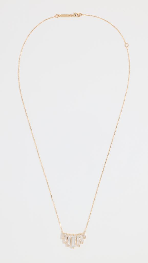 Suzanne Kalan 14k Yellow Gold White Topaz Deco Fan Pendant