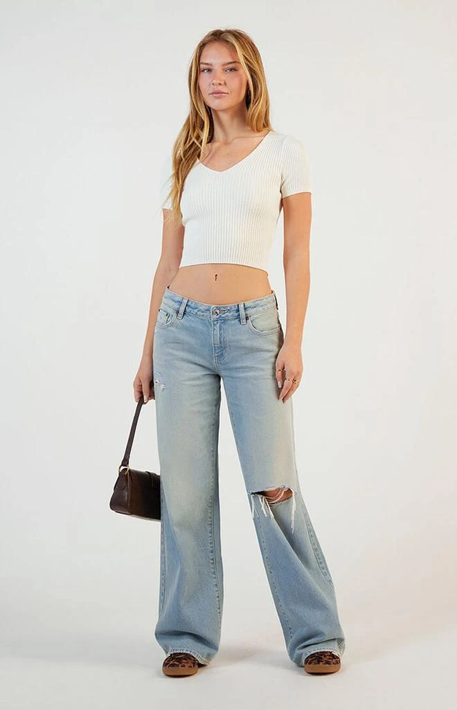 PacSun Casey Low Rise Baggy Jeans Ripped Light Indigo 1