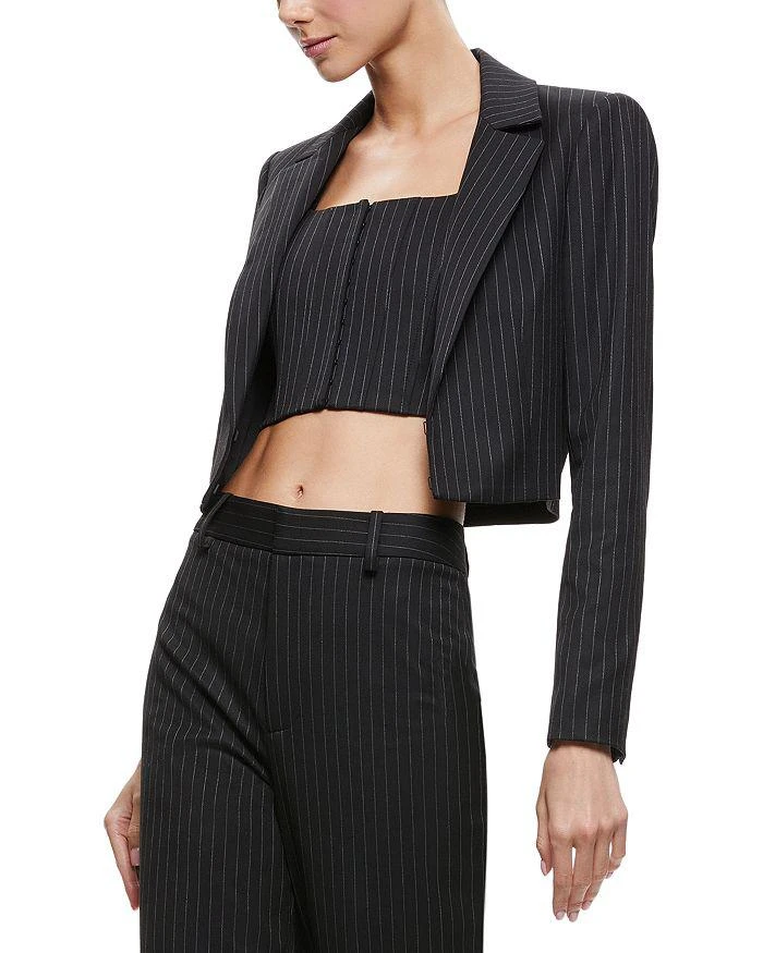 Alice and Olivia Mya Cropped Pinstripe Blazer 4