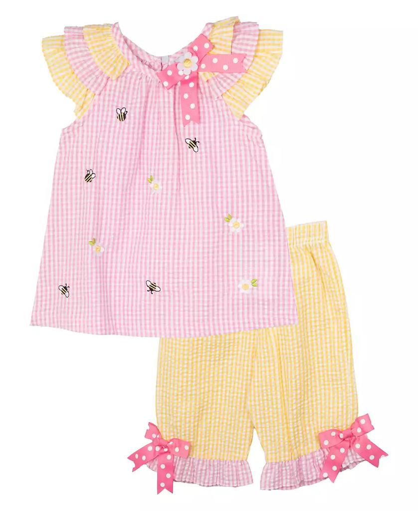 Rare Editions Baby Girl Power Mesh Dressy Top and Pant, 2-Piece Set