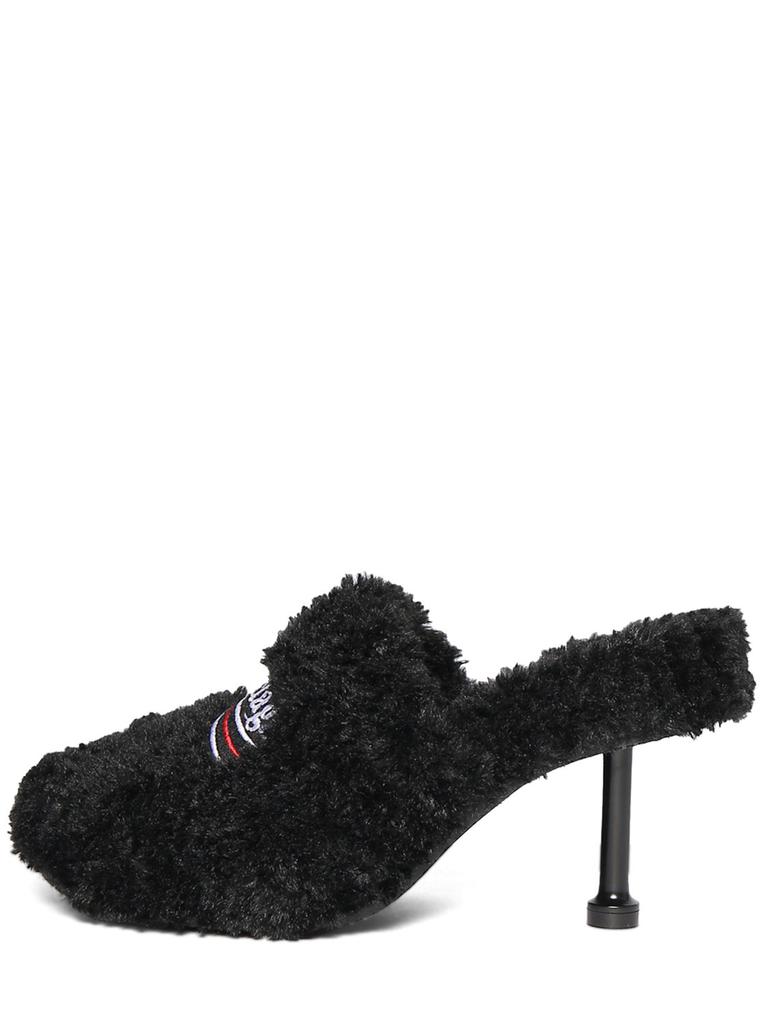 BALENCIAGA 80mm Furry Faux Shearling Mules