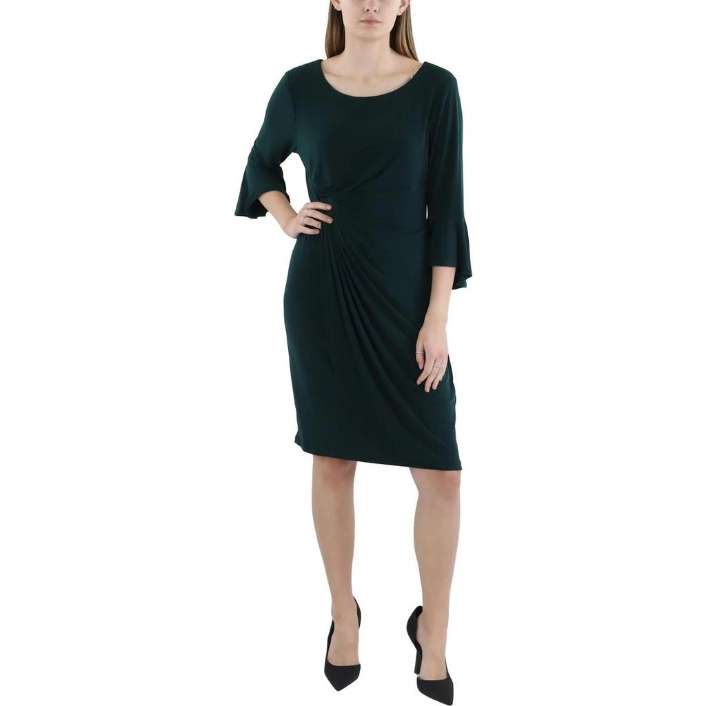 Connected Apparel Petites Womens Ruched Bell Sleeves Cocktail Dress 7