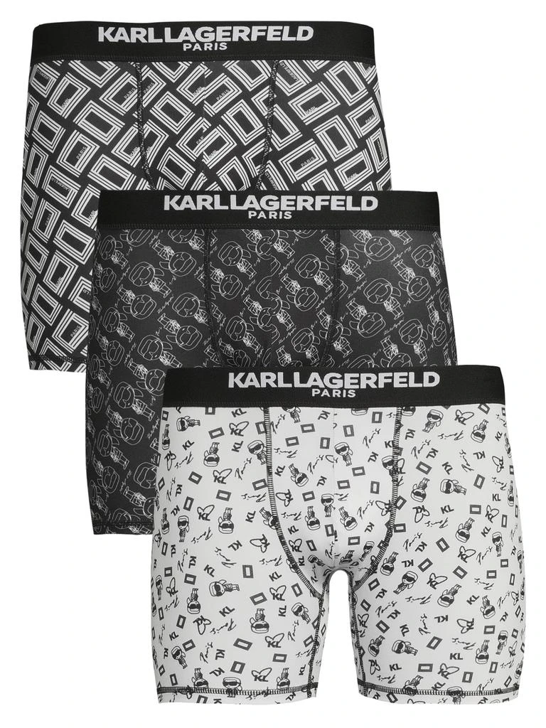 Karl Lagerfeld Paris 3-Pack Print Logo Boxer Briefs