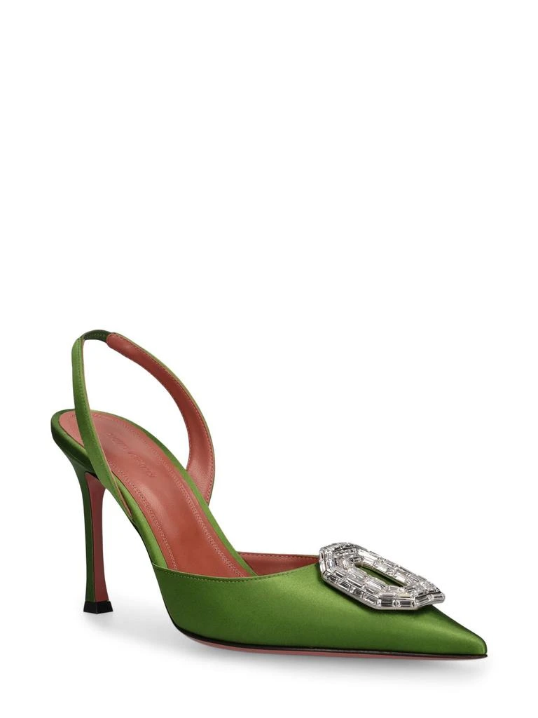 Amina Muaddi 90mm Camelia Satin Slingbacks 2