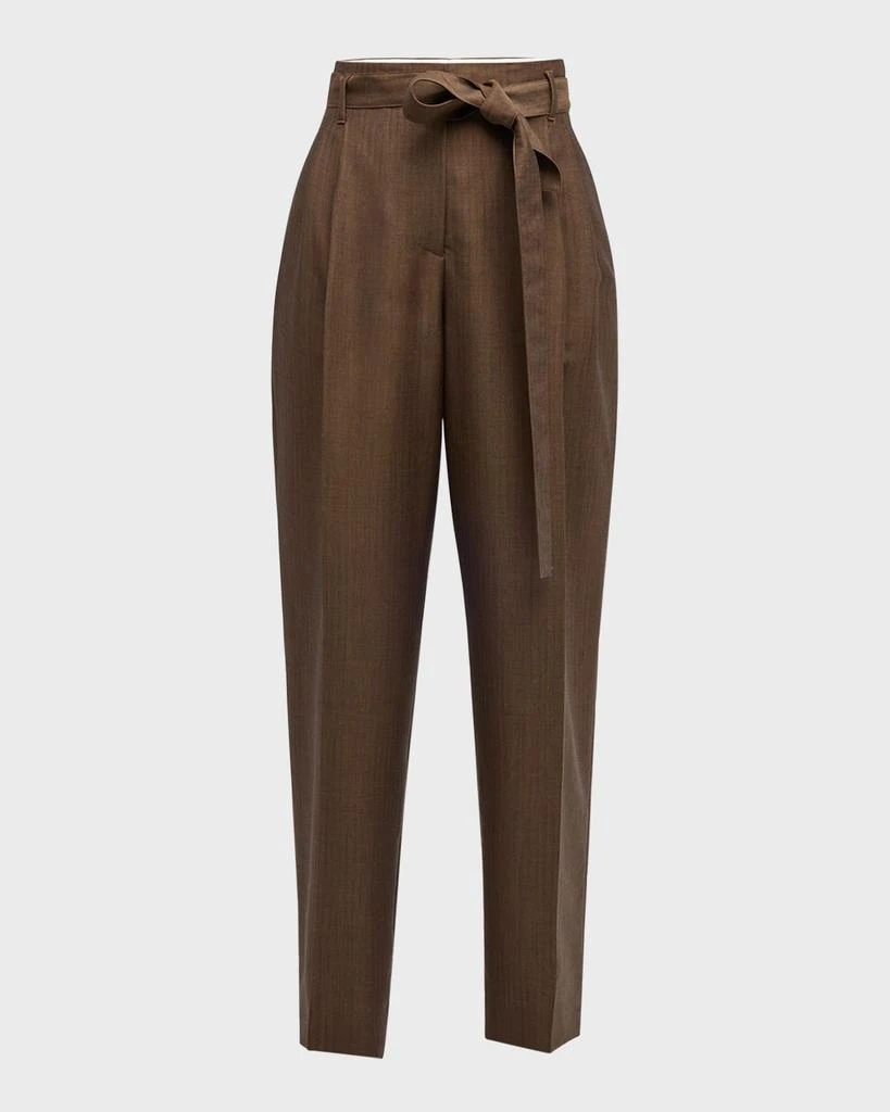 THE ROW Lonan Wool Wide-Leg Pants with Tie Belt 1