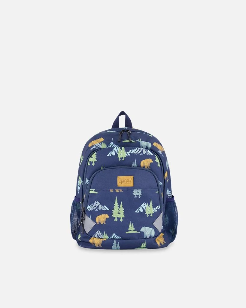 Deux par Deux Little Kids Backpack Navy Animal Print