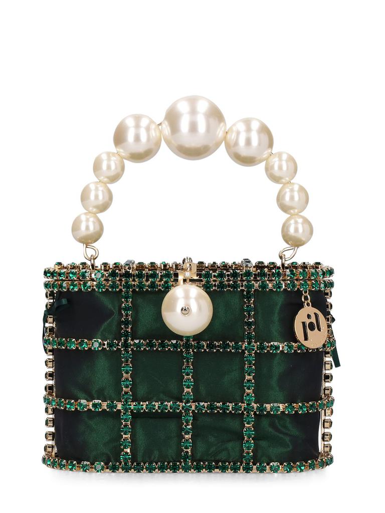 ROSANTICA Holli Crystal & Pearl Box Top Handle Bag