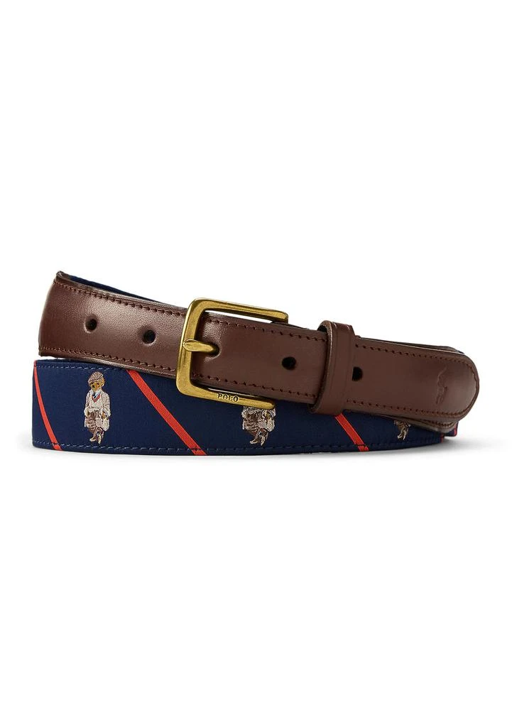 Ralph Lauren Polo Bear Leather-Trim Belt