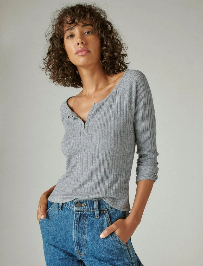 Lucky Brand Lucky Brand Womens Cloud Rib Hook & Eye Top 1