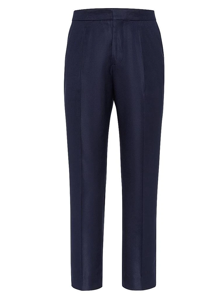 Brunello Cucinelli Silk Diagonal Tuxedo Trousers with Pleat 1