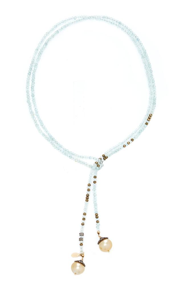 Joie DiGiovanni Joie DiGiovanni - 14K Gold; Aquamarine; Pyrite and Pearl Necklace - Multi - OS - Moda Operandi - Gifts For Her