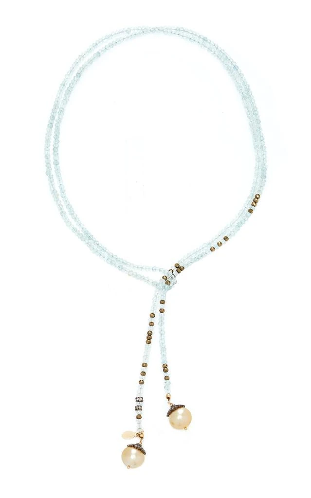 Joie DiGiovanni Joie DiGiovanni - 14K Gold; Aquamarine; Pyrite and Pearl Necklace - Multi - OS - Moda Operandi - Gifts For Her 1
