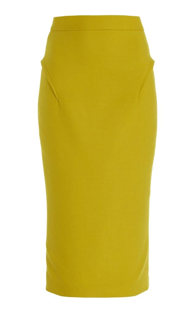Sergio Hudson Sergio Hudson - Pleated-Back Wool-Blend Midi Skirt - Yellow - US 4 - Moda Operandi 1