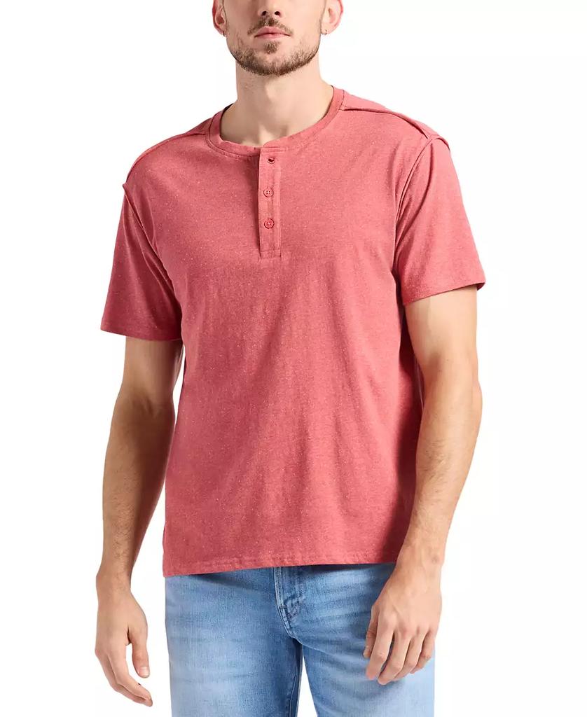 BUFFALO David Bitton Men's Kitform Short Sleeve Speckled Jersey Henley