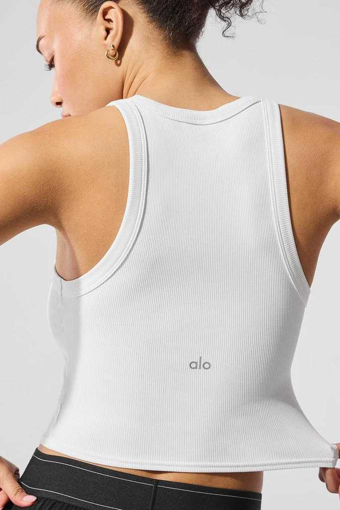 Alo Yoga Goddess Ribbed Go-To Tank - White 3