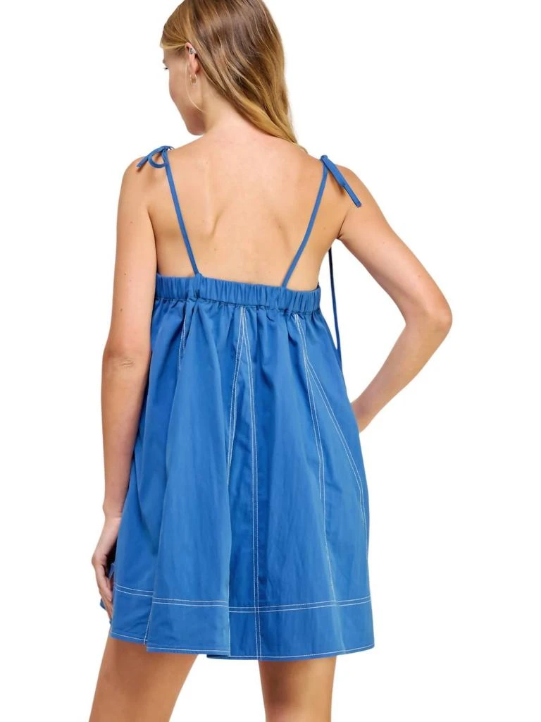 Strut & Bolt Contrast Top Stitch Mini Dress In Denim 2