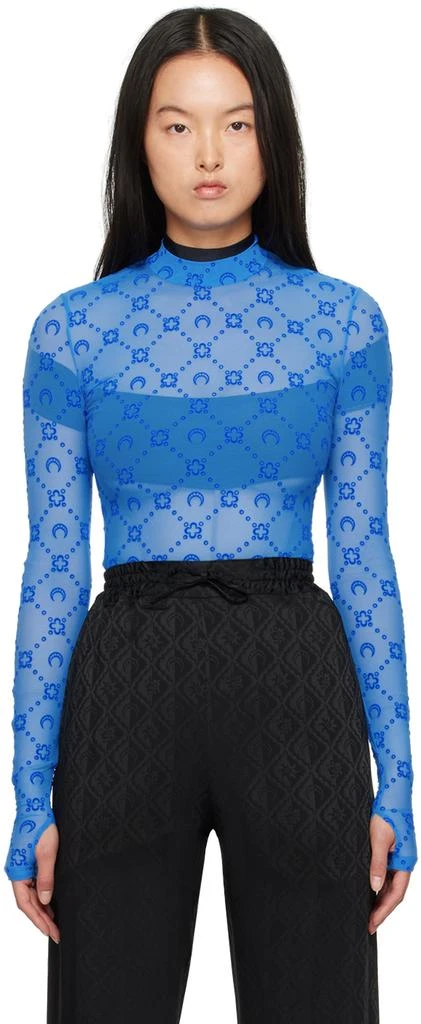 MARINE SERRE SSENSE Exclusive Blue Moonogram Second Skin Turtleneck 1