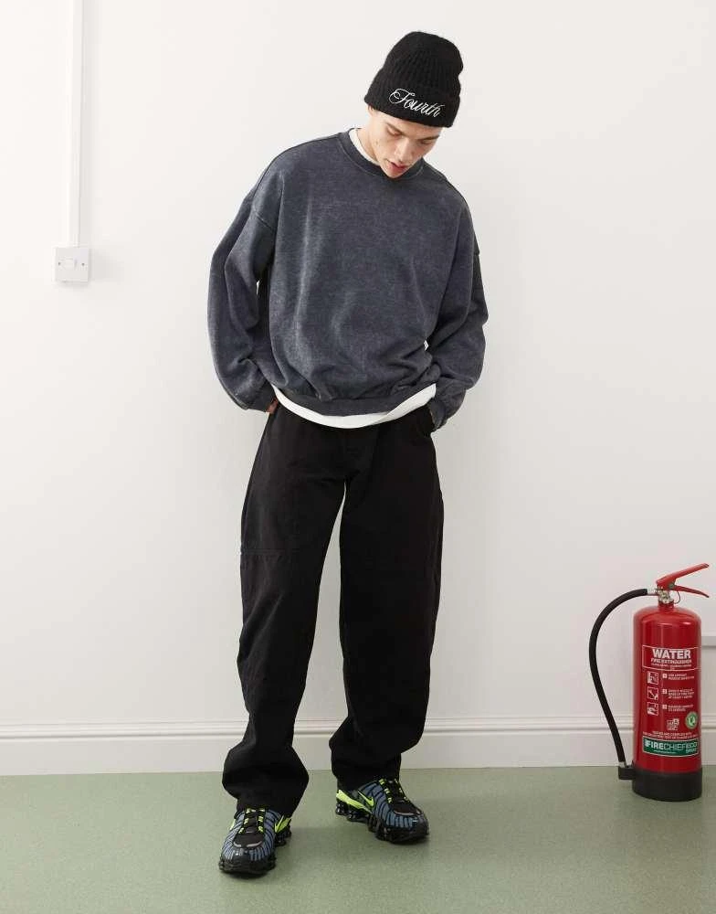 Weekday Weekday Leon oversized sweatshirt in black acid wash 2