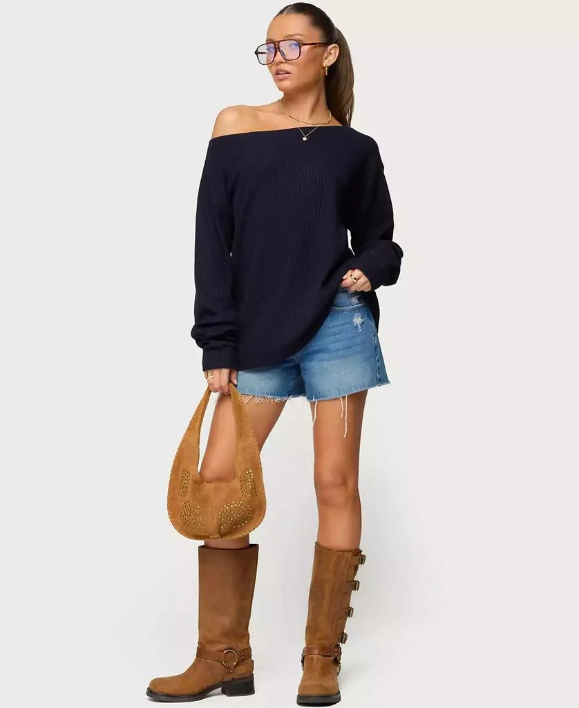 Edikted Women
s Damari Off Shoulder Oversized Waffle Top 5