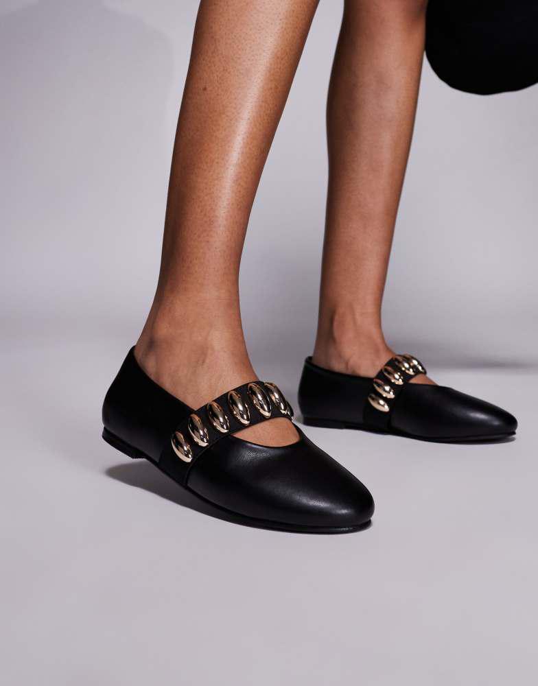 Public Desire Public Desire Harmonica ballet flats with hardware detail in black