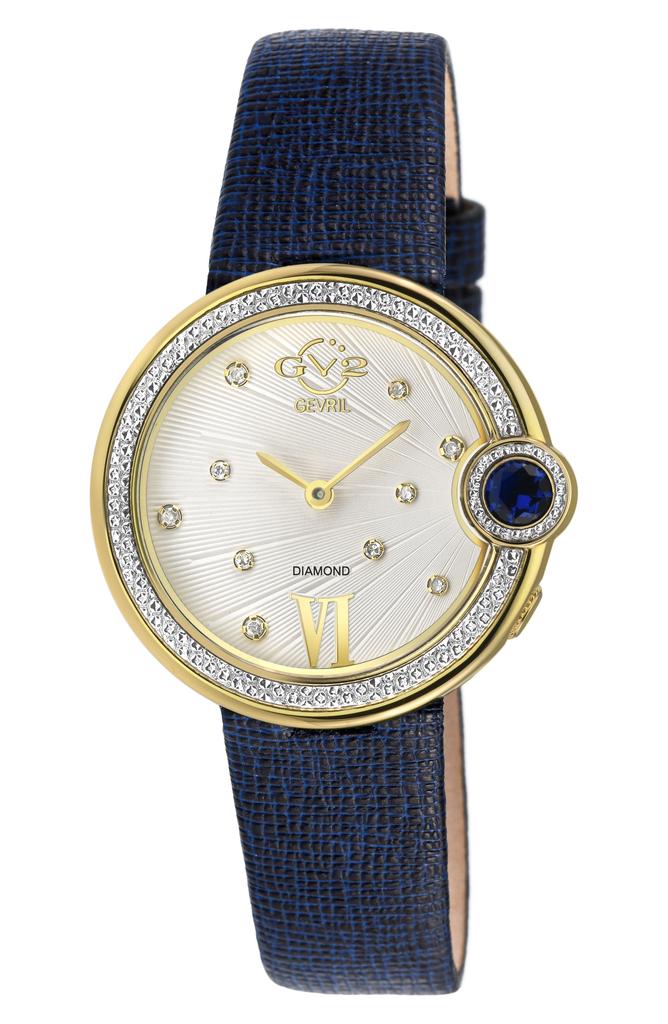 GV2 Perugia Diamond Leather Strap Watch, 33mm - 0.102ct.