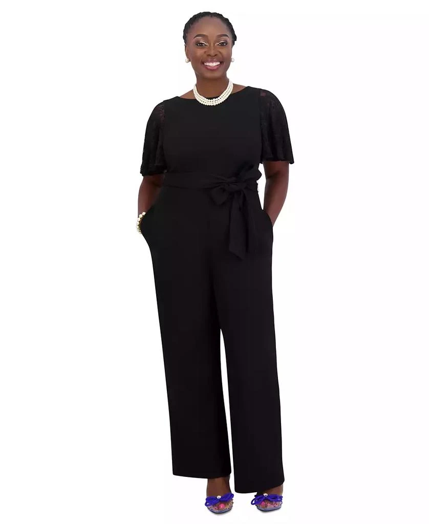 Kasper Lace-Sleeve Jumpsuit, Women's & Plus Size 1