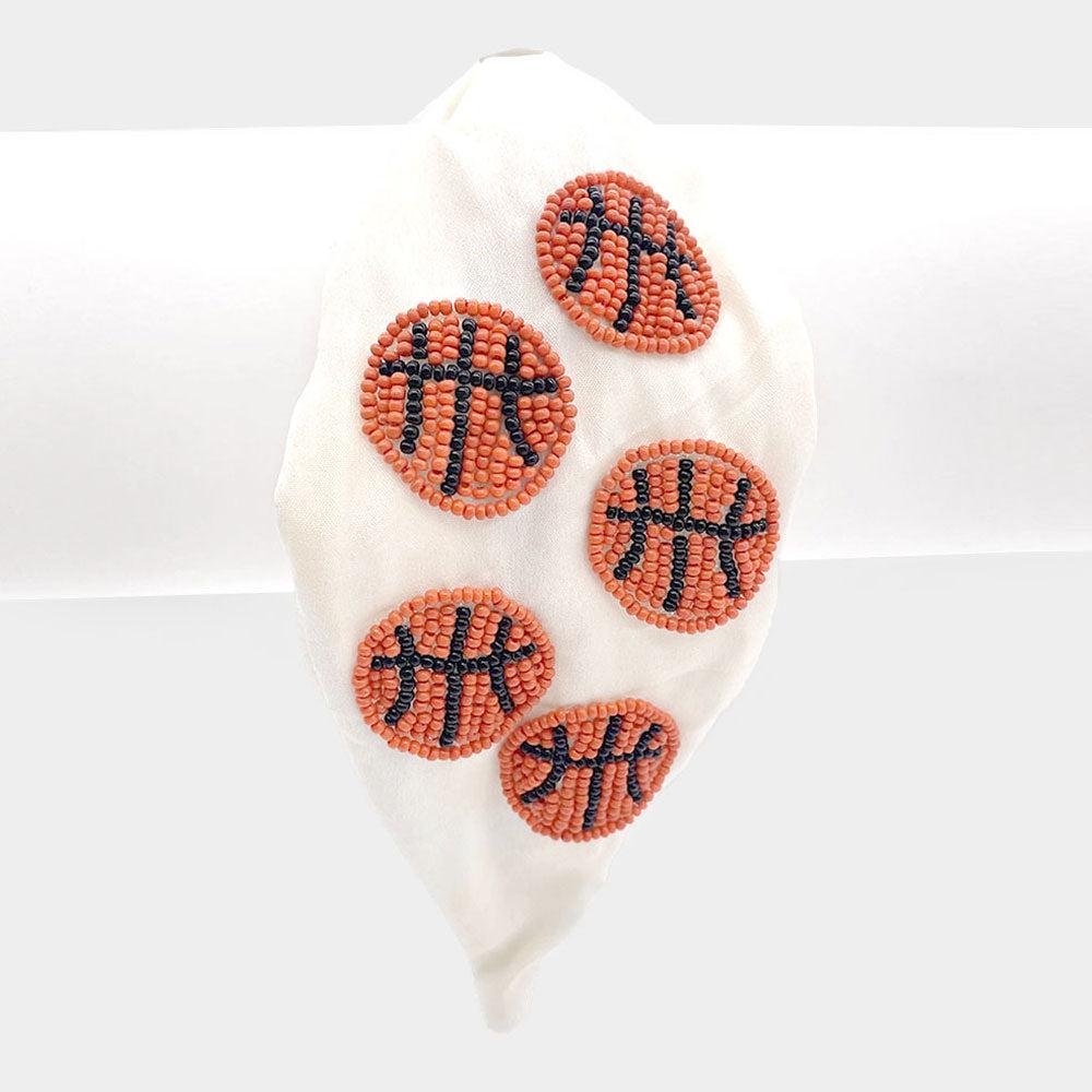 FASHNZFAB Seed Beaded Basketball Burnout Knot Headband