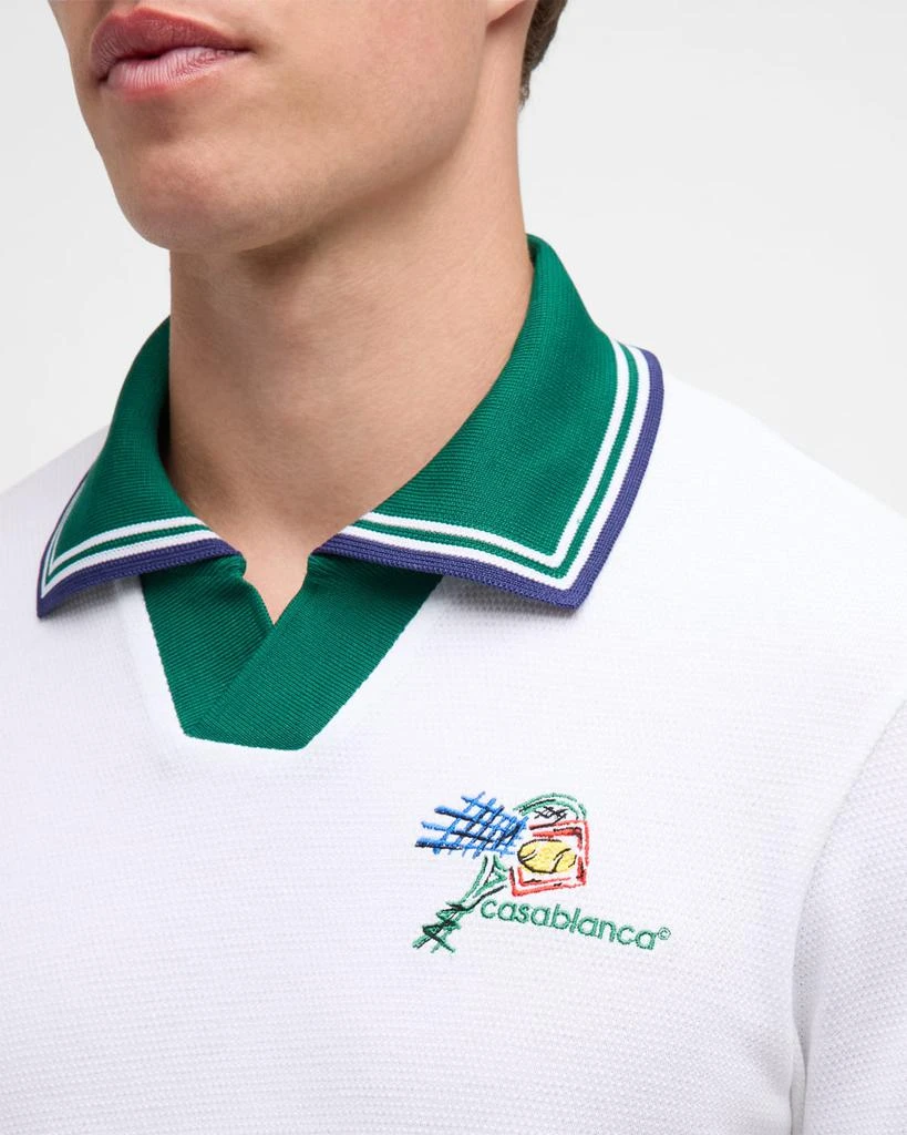 Casablanca Men's Croquis de Tennis Embroidered Polo Shirt 7